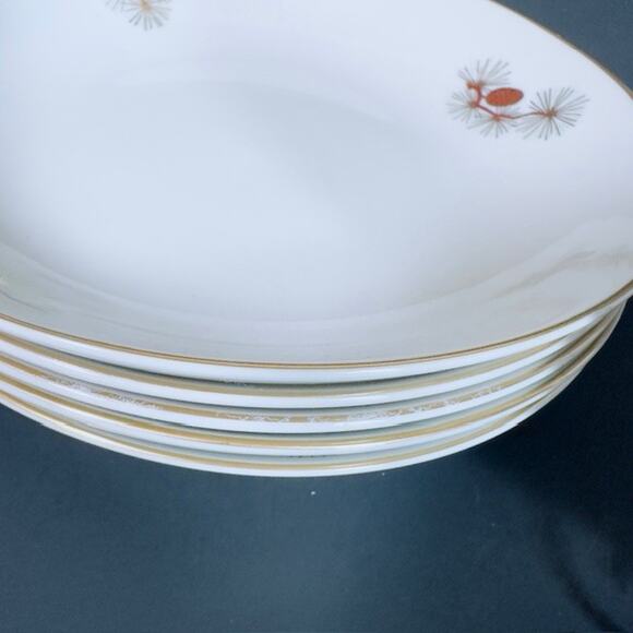 Fukagawa Arita Pine Cone (1) Soup Bowl Green/Gold Needles Brown/Gold Branches - Picture 6 of 16